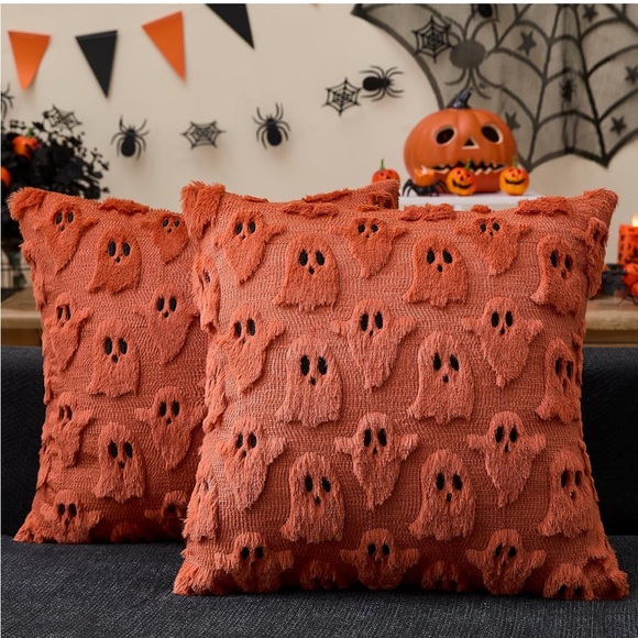 Other - Orange Ghost Pattern Throw Pillows